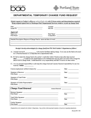 Fillable Online Pdx DEPARTMENTAL TEMPORARY CHANGE FUND REQUEST Fax