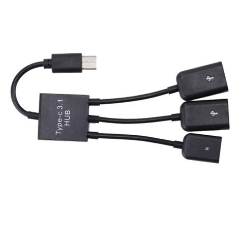 Portable USB C Type C Male To Dual USB Ports Female Micro USB