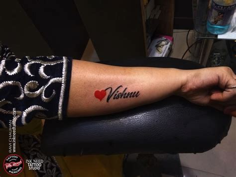 Vishnu With Red Heart Tattoo By Ravi Chauhan Red Heart Tattoos Heart