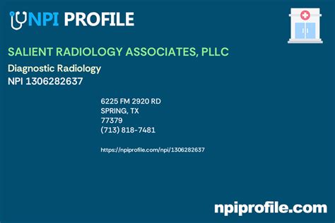 SALIENT RADIOLOGY ASSOCIATES PLLC NPI 1306282637 Radiology In