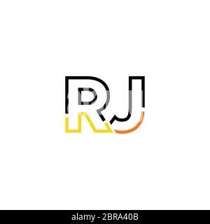 Rj Initial Letter Logo Icon Design Template Elements With Wave Colorful