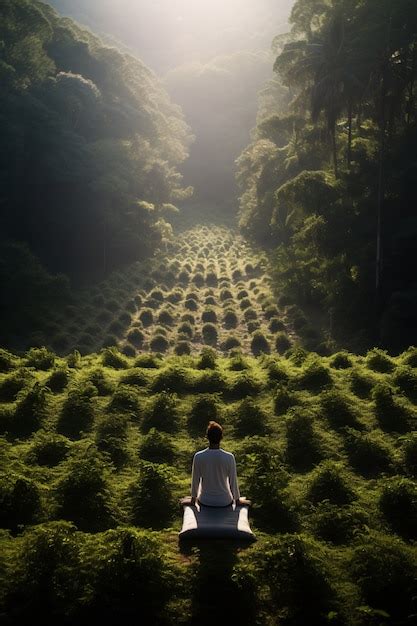 Person practicing yoga meditation outdoors in nature | AI-generated image