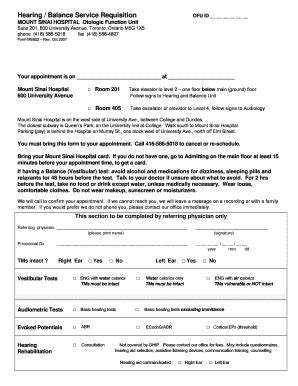 Fillable Online Mtsinai On Physician Referral Form Audiology Mount