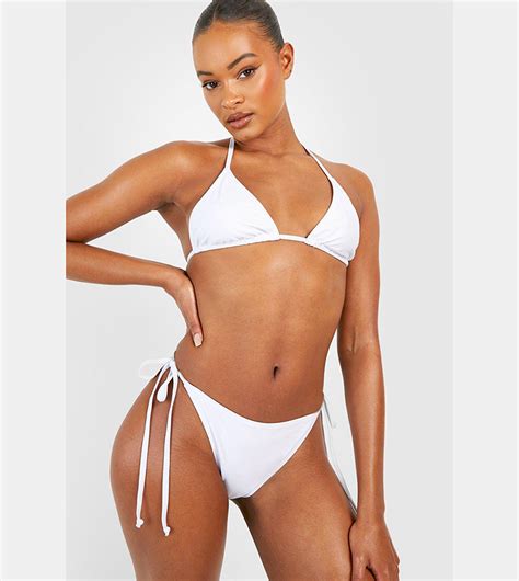 Buy Boohoo Tall Triangle Tie Side Bikini Set In White 6thStreet Kuwait