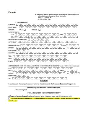 Fillable Online Allegati Unina Form A Universit Degli Studi Di