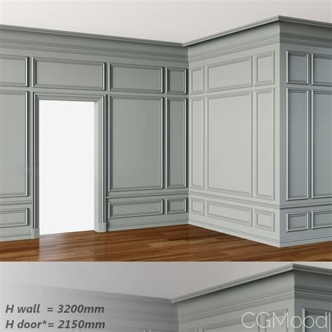 Wall Molding 3 Boiserie Classic Panels 3d Model For Vray Corona