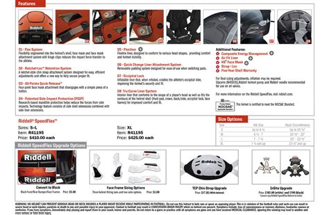 Riddell Helmet Fitting Chart A Visual Reference Of Charts Chart Master