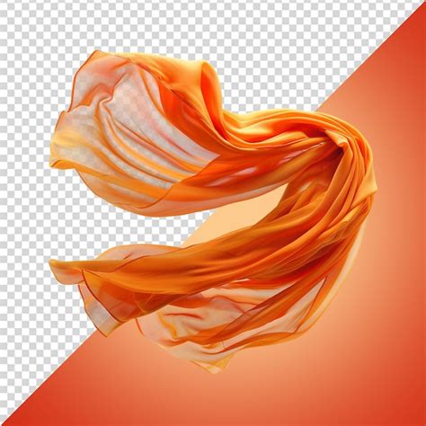 Flying Orange Silk Fabric Png Premium Ai Generated Psd