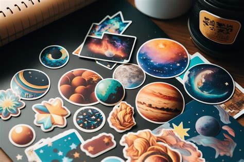 Premium AI Image | Stickers with a space and galaxy theme digital art ...