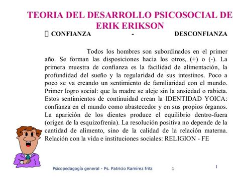 Teoria Del Desarrollo Psicosocial De Erik Erikson