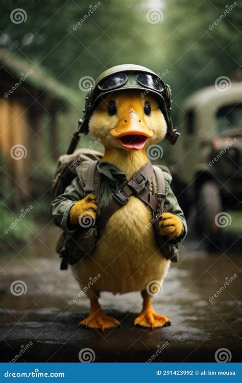 Duck Soldier Duck Has Become A Military Soldier Preparing To Fight The