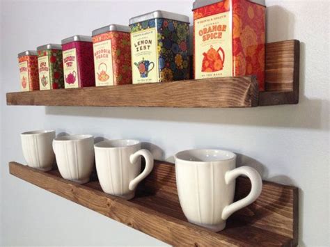 Our Rustic Wooden Coffee And Tea Shelves Save Counter Cabinet Space And Creates An Eye Catching