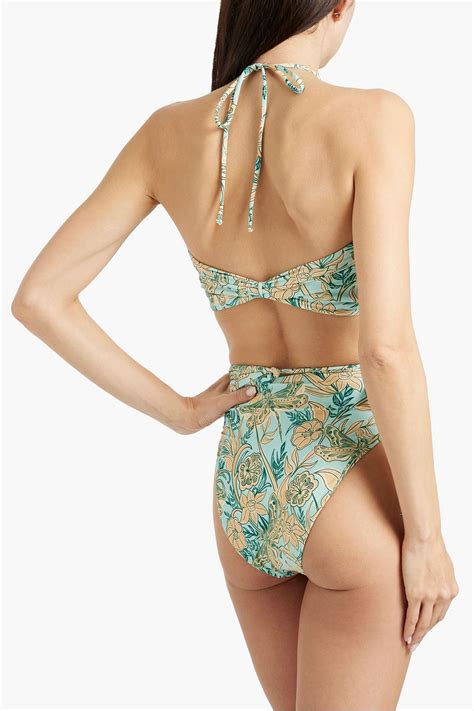 Agua By Agua Bendita Sepia Vuelo Dia Floral Print High Rise Bikini