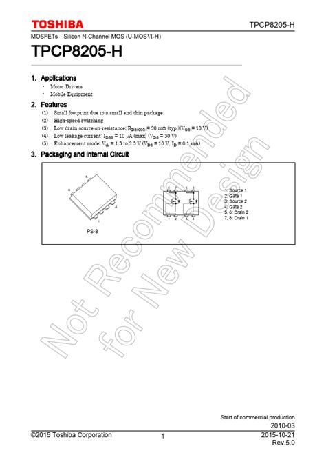 Tpcp8205 H Datasheet Toshiba Semiconductor