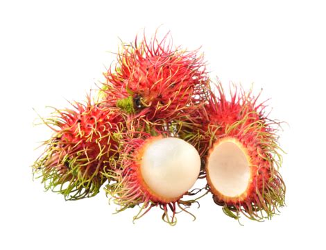 Rambutan Isolated On White Background Asia Rambutan Food Closeup Png