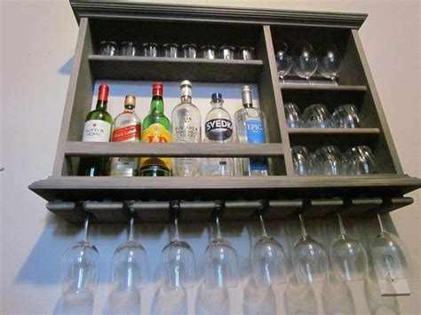 Mini Bar Weathered Gray Wine Rack X Wall Mounted Etsy Mini Bar