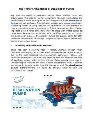 The Primary Advantages of Desalination Pumps | PDF