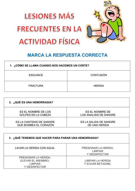 Ficha online de Primeros auxilios para 6º Puedes hacer los ejerc