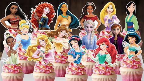 Set Of 15 Disney Princesses Cupcake Toppers Princesses Etsy