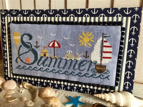 Counted Cross Stitch Pattern Summer Beach Decor Whale Ocean Waves