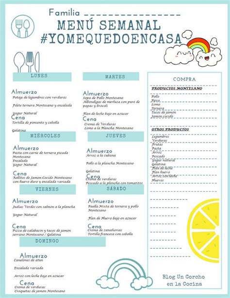 Menú Semanal Infantil Nuestra Nutricionista Informa Montesano