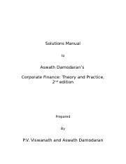 Sol Doc Solutions Manual To Aswath Damodaran S Corporate Finance