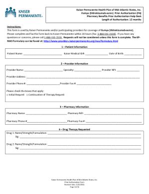 Fillable Online Kaiser Authorization Request Form Fill Online