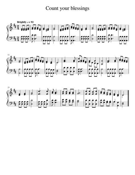 Count Your Blessings Sheet Music For Piano Solo Easy