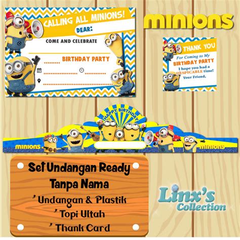 Set Undangan Ulang Tahun Minion Isi 10 Set Lazada Indonesia