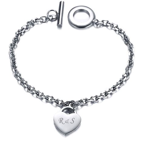 Personalized Quality 316l Stainless Steel Heart Charm Bracelet