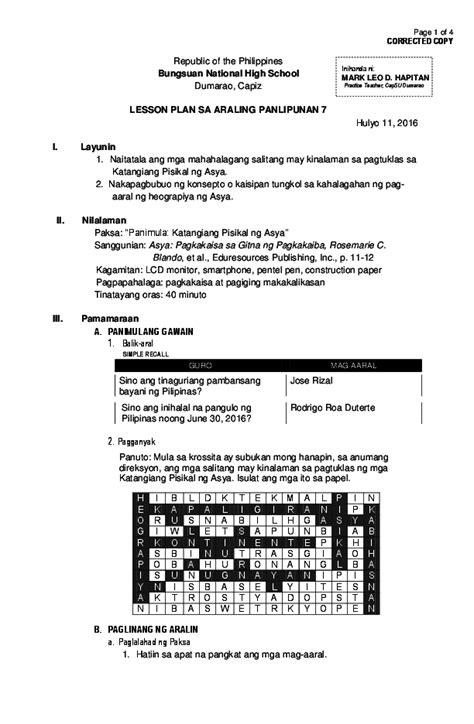 Semi Detailed Lesson Plan In Araling Panlipunan Grade 3 Printable Templates Free