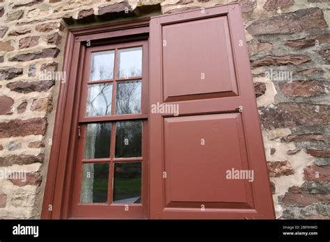 Close Up View Of The Brown Shutter And Window Stock Photo Alamy