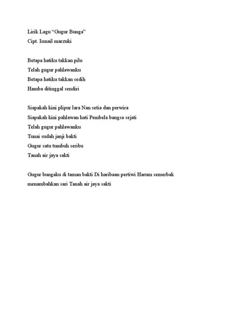 Lirik Lagu Gugur Bunga | PDF