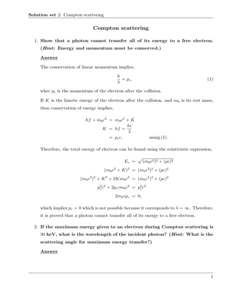 Compton Scattering Solutions