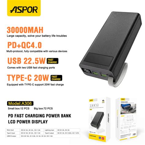 Aspor A Pd Mah W W Pd Fast Power Bank Smart Brands