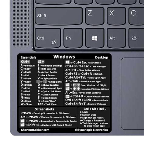 Amazon.com: Synerlogic Windows PC Reference Keyboard Shortcut Sticker ...