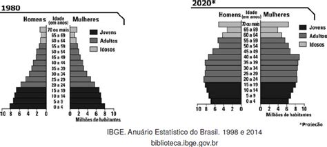 Observe as pirâmides etárias do Brasil base na análise a respeito