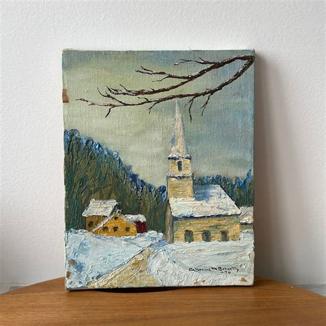 Vintage Hand Painted Artwork Snow Scene Artwork Christmas - Etsy