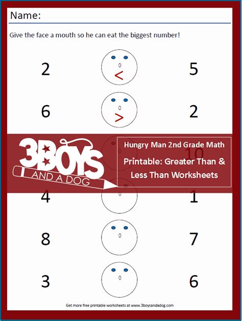 2nd Grade Math Worksheets Greater Than Less Than Equal To