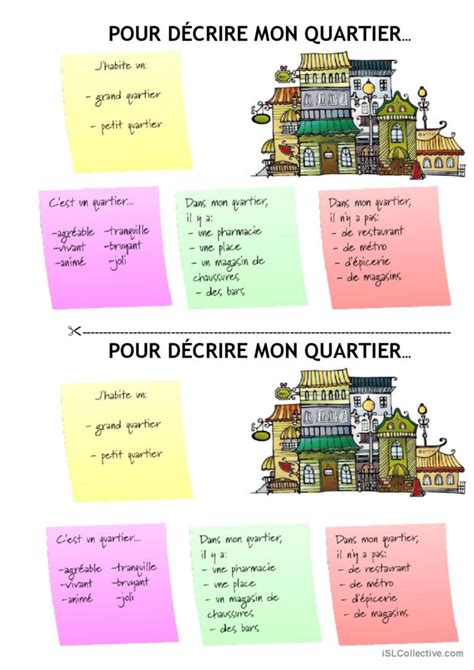 Pour décrire mon quartier Français FLE fiches pedagogiques pdf doc