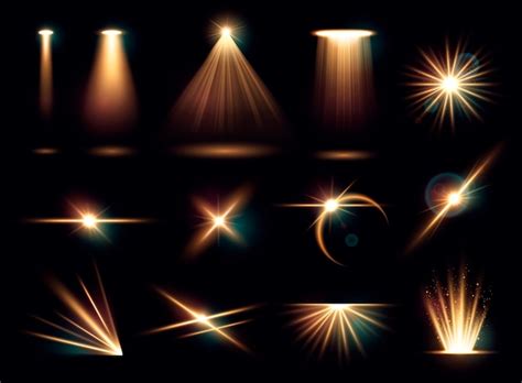 Premium Vector | Realistic bright light effects set