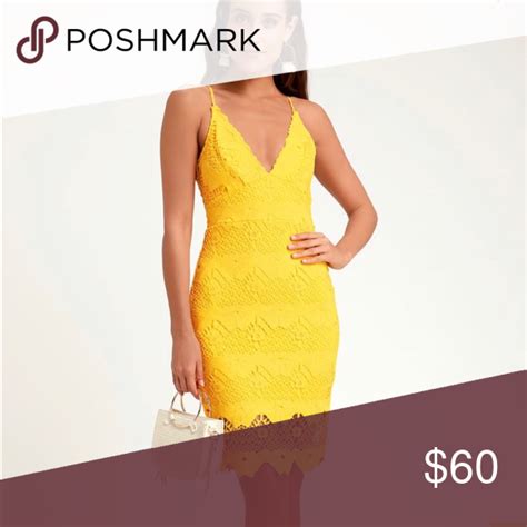 Yellow Dress From Lulus Yellow Lace Midi Dress Size 4 Never Worn