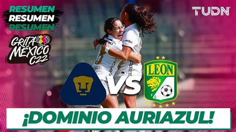 Resumen y goles Pumas Vs León Grita México Femenil C22 J1 TUDN