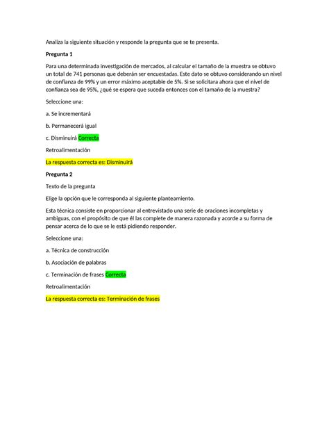 Examen 2 Inteligencia de los mercados Analiza la siguiente situación