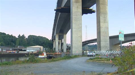 Large Platforms Hoisted Under West Seattle Bridge As Repair Work Continues