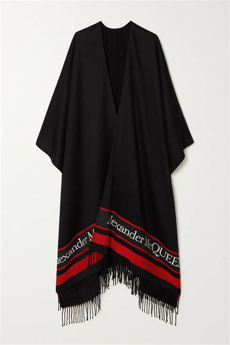 Alexander Mcqueen Oversized Fringed Wool And Cashmere Blend Jacquard