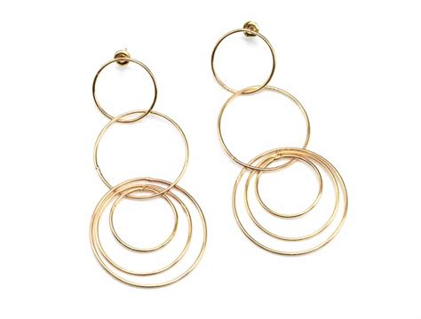 Bo E Boucles D Oreilles Pendantes Multi Cercles Entrelac S M Tal