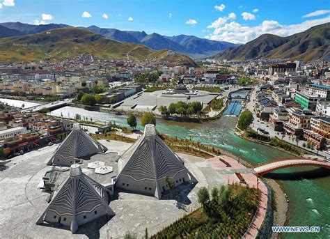 Aerial View Of Yushu In Nw Chinas Qinghai Cn