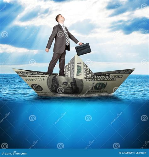 Businessman In Dollar Boat Stock Photo Image Of Adult 67698000