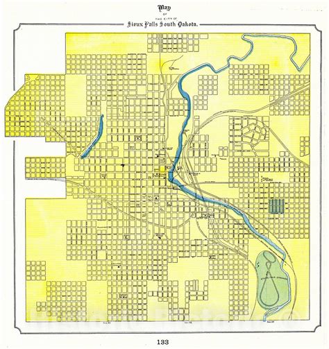 Historic Map : 1898 Map of the City of Sioux Falls, South Dakota : Vin